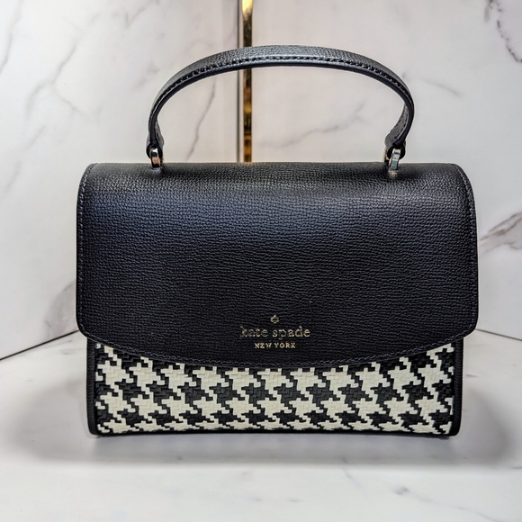 kate spade Handbags - KATE SPADE Darcy Top Handle Woven Houndstooth Satchel NWOT